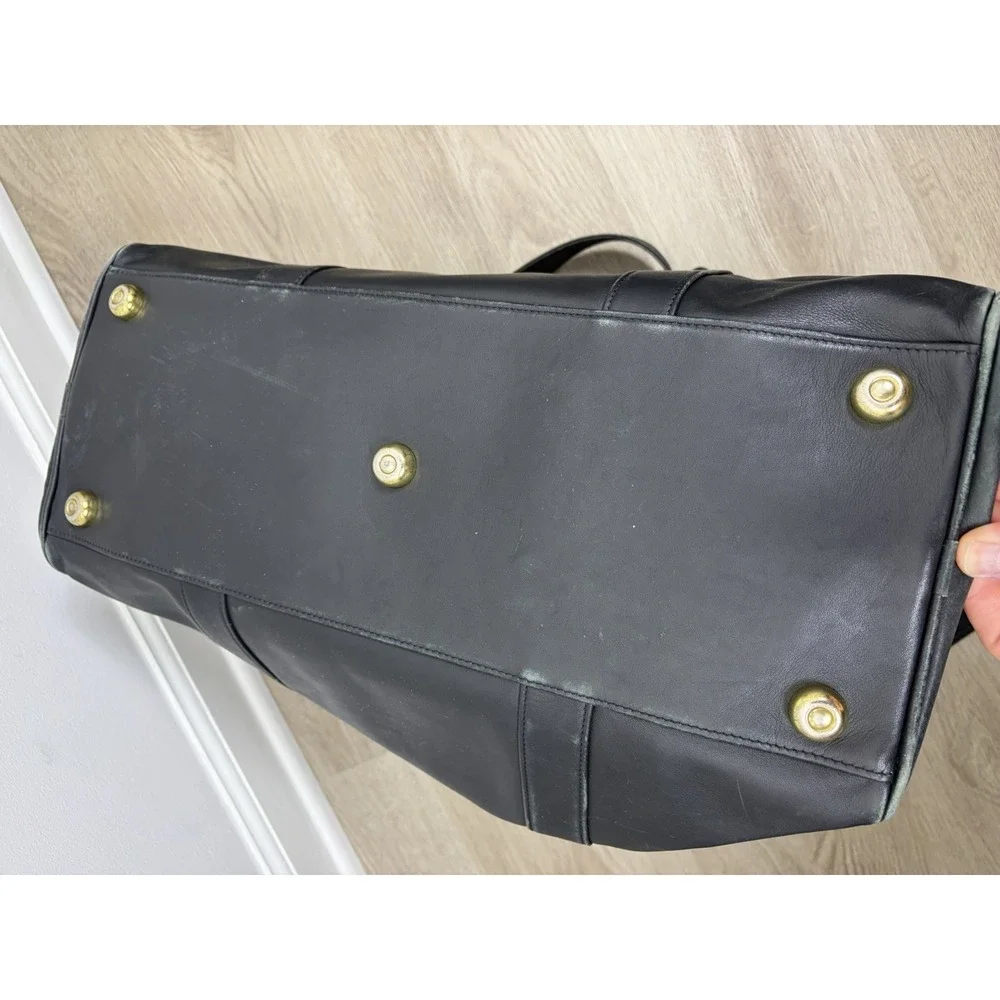 COACH OLD COACH 2-Way Boston Bag Black Leather Shoulder Duffle Vintage 0595